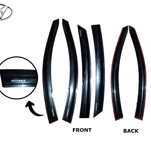 HYUNDAI ACCENT HATCHBACK 2012-2018 DOOR VISOR BLACK INJECTION