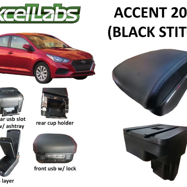 ACCENT 2018  ARM REST / CONSOLE BOX (BLACK STITCH)