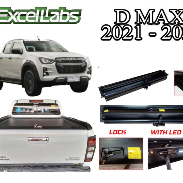 DMAX 2012-2024 / BT50 2019 -2024 / COLORADO 2017-2024  ALUMINUM ROLLER LID COVER WITH LOCK / WITH OUT ROLLBAR / WITH LED (BLACK)