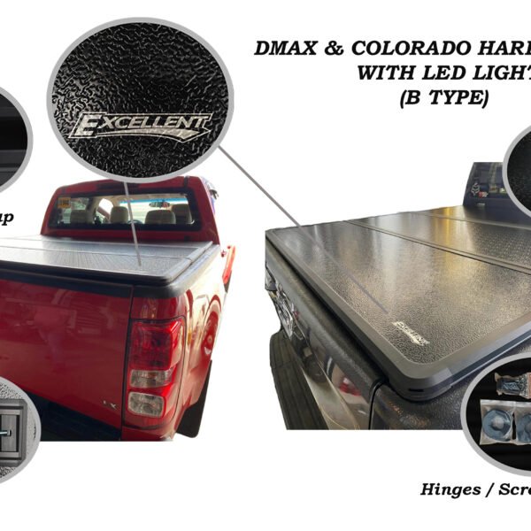 ISUZU DMAX 2012 - 2020 AND COLORADO 2018 - 2023 HARD TRIFOLD WITH LED LIGHT (B TYPE)