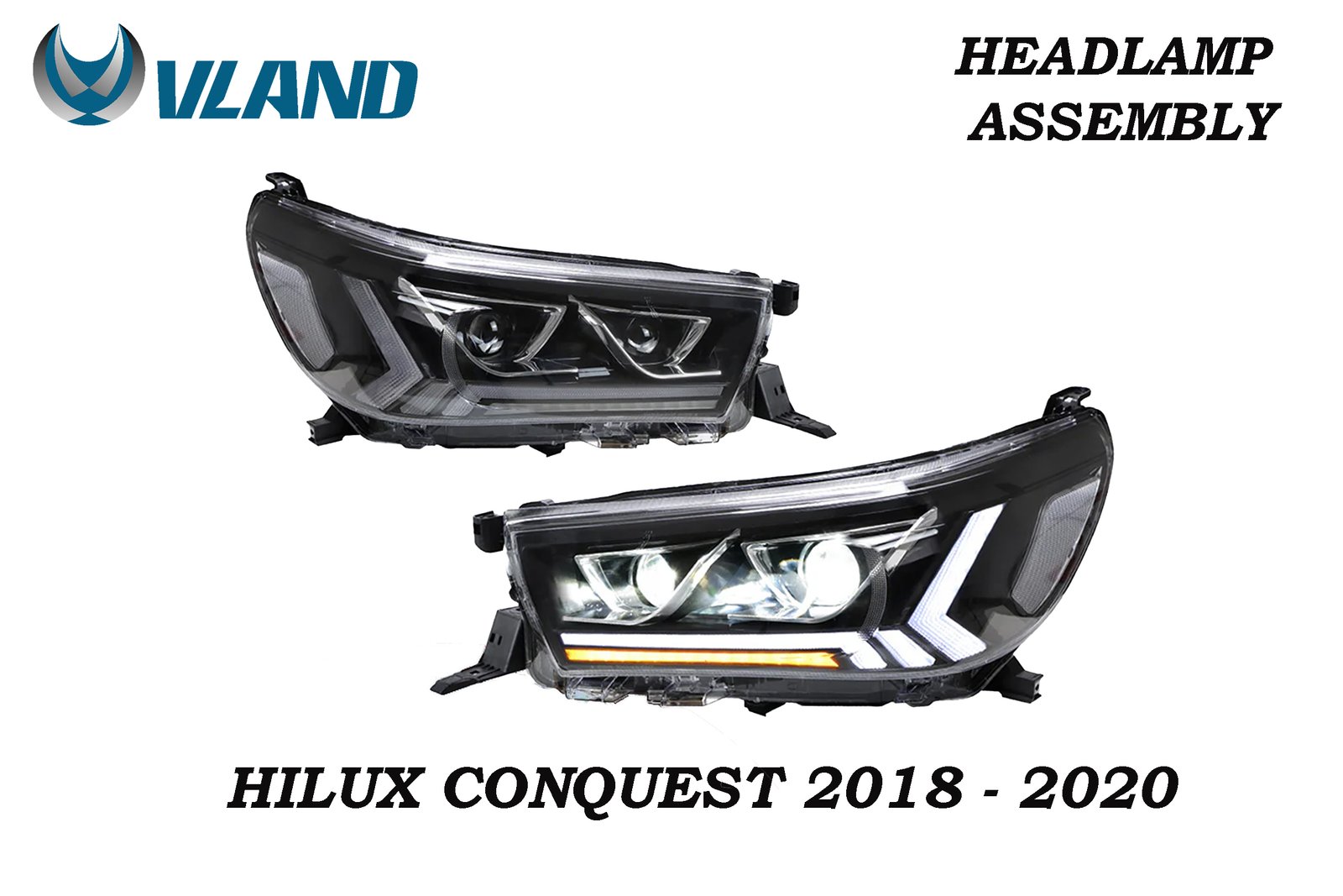 HILUX CONQUEST 2018 - 2020 VLAND HEAD LIGHT CLEAR