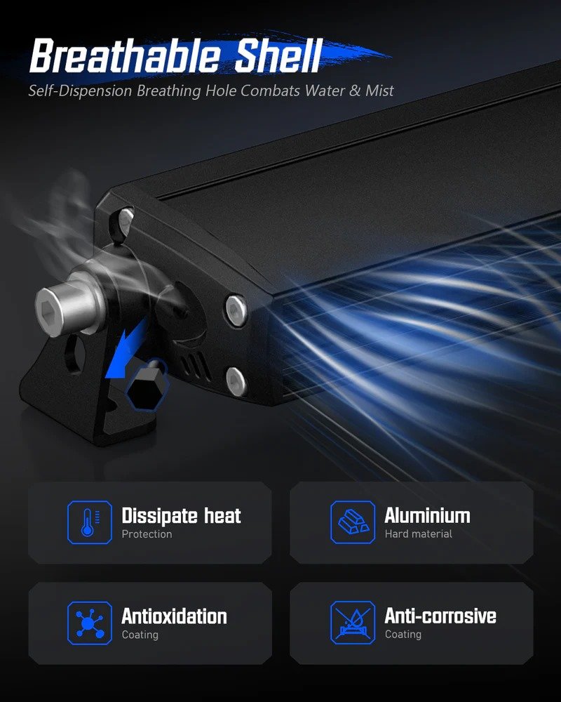 Rock Series 8 Inch Single Row Dual Color Beam LED Off-Road Light Bar White and Amber